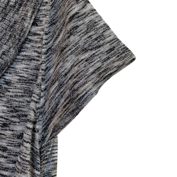 APT. 9 Sweater Black Grey White Metallic Silver Cowl Neck Short Sleeve Size XL - Picture 6 of 14